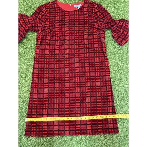 Draper James Roslyn Midi Dress Size 6 Red Plaid Bell Sleeves‎ Festival DRW0611 - Picture 13 of 16